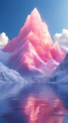 Wall Mural - digital technology rainbow holographic mountain scenery poster background