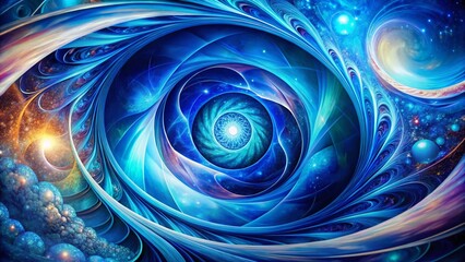 Aufkleber - Abstract Blue Spiral Circle: Double Exposure Artistic Design - Stock Photo
