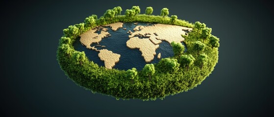 Poster - Small earth surrounded by trees representing travel innovation and ai for personalization