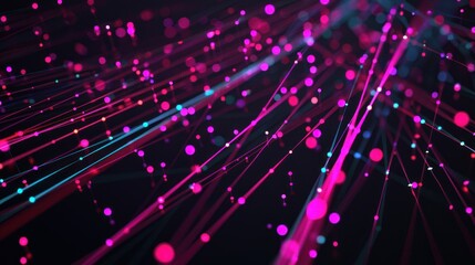 Abstract network with glowing lines and dots.