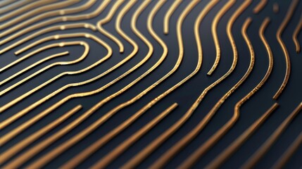 Poster - A close-up view of intricate, wavy line patterns in gold on a dark background, showcasing a modern and artistic design.