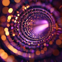 Poster - A mesmerizing spiral of glowing orbs in purple and orange hues, creating a sense of depth and movement.