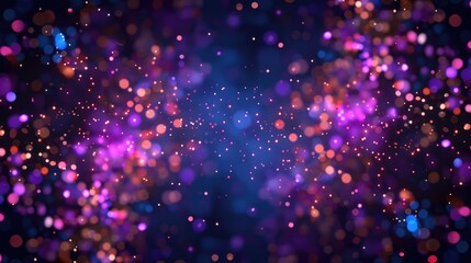 Poster - A vibrant abstract background featuring colorful bokeh lights in shades of purple, blue, and orange, creating a mystical, dreamy atmosphere.