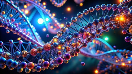 Aufkleber - Abstract Neon Chromosome Structure:  Complex Genetics Molecular Model