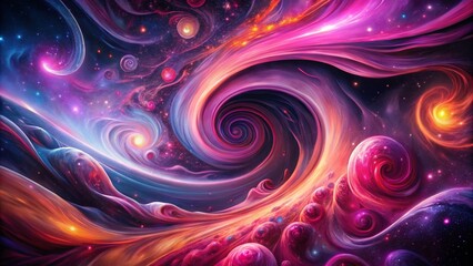 Aufkleber - Abstract Pink Black Swirls: Surreal Psychedelic Art Background