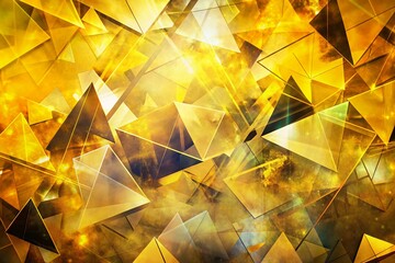 Aufkleber - Abstract Yellow Triangle Double Exposure Stock Photo: Geometric Art Background