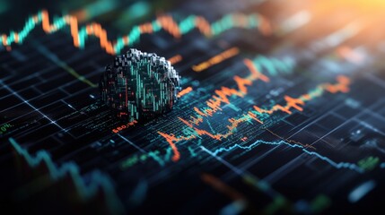 Poster - Digital image of a stock chart representing healthcare sector building with stock price fluctuations