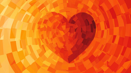 Wall Mural - Vector orange background with a heart-shaped pattern