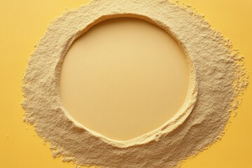 Canvas Print - Circular frame made of fine light brown powder on yellow