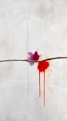 Poster - Abstract Art Featuring Colorful Paint Splashes and Crack on White Background Representing Emotion and Conflict