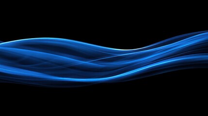 Aufkleber - Abstract flowing blue waves on a black background, creating a sense of movement and tranquility