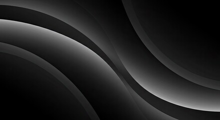 Poster - Dark Abstract Waves: Sleek, flowing curves in shades of black and grey create a dynamic and sophisticated abstract background. Perfect for adding a touch of elegance and mystery to any design. 
