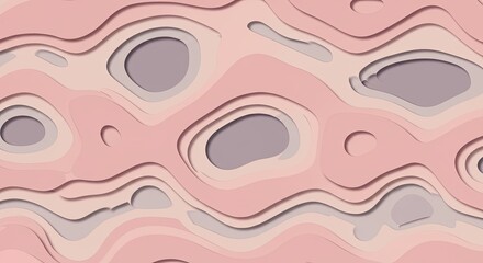 Poster - Abstract Papercut Texture: A mesmerizing abstract background showcasing intricate papercut details in a warm and calming palette of blush, beige, and lilac. The swirling.