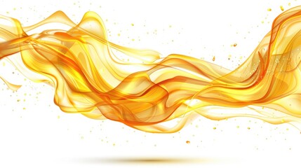 Poster - Flowing orange waves create a vibrant, dynamic abstract design on a white background.