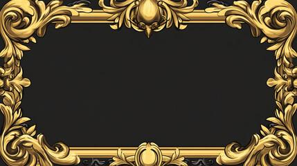 Poster - gold ui game button frame. medieval border design for rpg. golden fantasy element for interface gui.