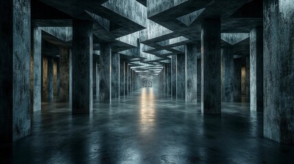 Poster - Endless labyrinth exploration architectural maze urban environment digital art mysterious perspective