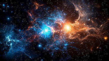 Aufkleber - Galaxies communicating through energy and light waves in cosmic space digital art mystical environment awe-inspiring view