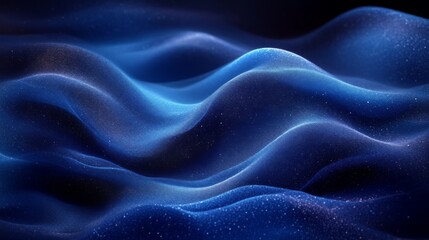 Poster - Ethereal blue waves of abstract landscape, cosmic journey and dreamlike exploration concept