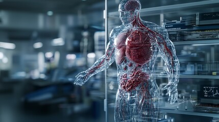Aufkleber - High-tech medical visualization transparent body showcase for clinical anatomy insights