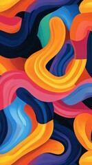 Leinwandbilder - Vibrant abstract waves intertwine in a colorful design showcasing flowing forms and bold hues suitable