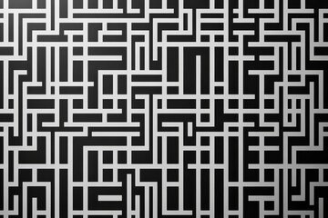 Leinwandbilder - Abstract black and white geometric pattern creating a modern maze effect in contemporary art design