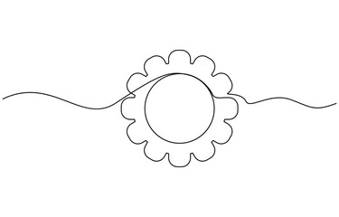 Wall Mural - Setting icon continuous one line drawing vector illustration, Gears wheel symbol technology, continuous one line drawing, moving cog gears for business teamwork concept.