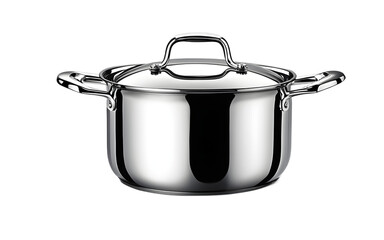 Poster - A modern induction-compatible stainless steel saucepan on a empty plain background