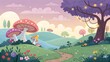 © Nhoeb - Enchanted Fairy Tale Landscape with Colorful Mushrooms and Trees