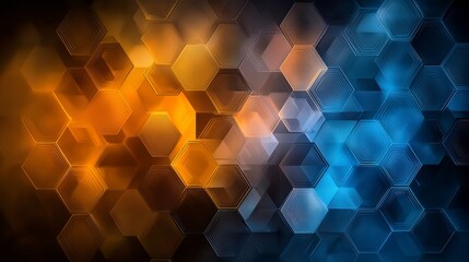 Poster - Hexagonal geometric design illuminating visual art digital realm abstract aesthetic vibrant colors