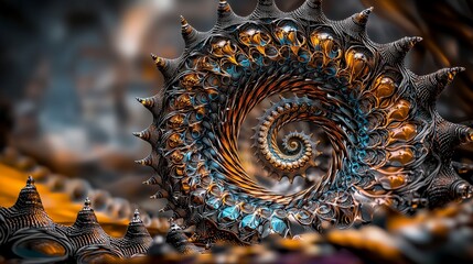 Fototapete - Intricate spiral design of concentric circles abstract art digital creation vibrant colors close-up view visual depth