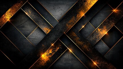 Fototapete - Intersecting light beams dynamic layered geometric design in abstract art with dark background perspective
