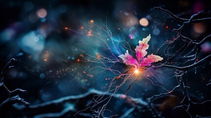 Aufkleber - Exploring neural connections and their link to other dimensions in nature's abstract realm