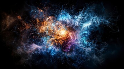 Aufkleber - Energetic emotions flowing through cosmic gaps abstract art digital background dark environment vibrant imagery