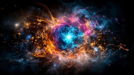 Poster - Circulation of life energy through the void cosmic dance of colors in a vibrant universe