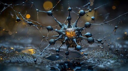 Poster - Evolutionary codes in life cycles explored through microscopic science laboratory setting abstract art