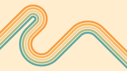 Wall Mural - abstract background of rainbow groovy wavy line design in 1970s hippie retro style. vector pattern r
