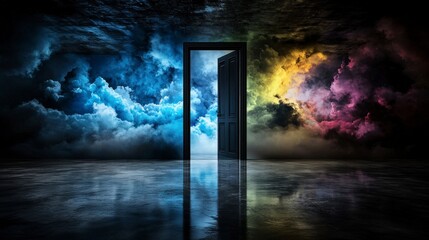 Aufkleber - Doors of thought unlocking new realms surreal space digital art mystical atmosphere abstract perspective