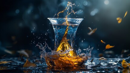 Poster - Liquid time visualized flowing moments captured in a glass artistic nature scene fluid photography creative perspective