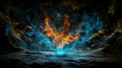 Poster - Visible rhythms of energy mesmerizing light phenomena in a dark cavern digital art vibrant atmosphere cinematic view