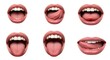 © IbragimovN - Collection of human mouth expressions: various tongue and lip movements on white background