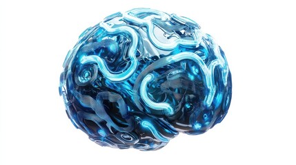 Poster - Abstract Blue Brain Design with Smooth Curves and Modern Aesthetic