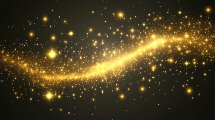 Poster - Golden Dust Particles Flowing in a Nebula with Glowing Stars