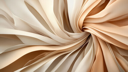 Wall Mural - Latte shaded folded fabric texture with light and dark tones creating swirling pattern, evoking sense of softness and elegance in abstract composition