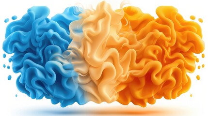Poster - Vibrant blue and orange swirls creating a dynamic abstract composition.