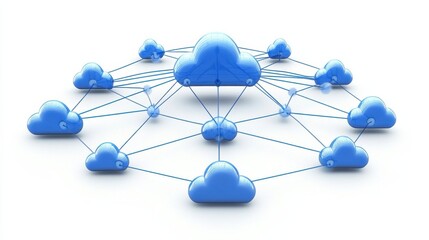 Poster - Blue Cloud Network Visualization with Connecting Lines and Nodes