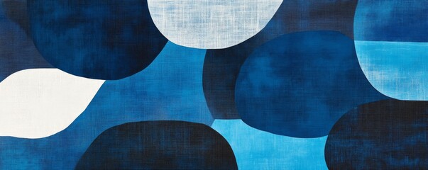 Aufkleber - Abstract geometric pattern with blue and white shapes, modern art composition. Contemporary design concept