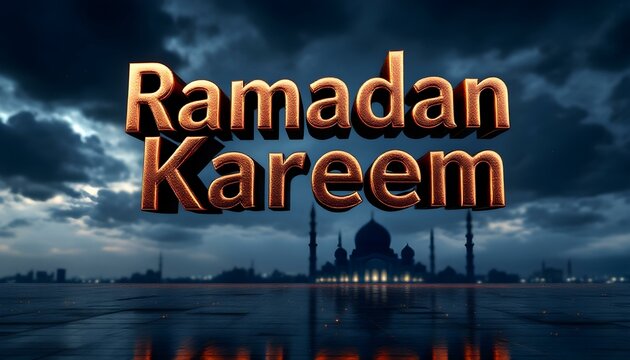 3D Metallic Islamic Ramadan Typography Design
