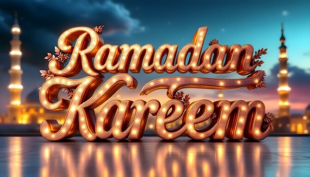 3D Metallic Islamic Ramadan Typography Design