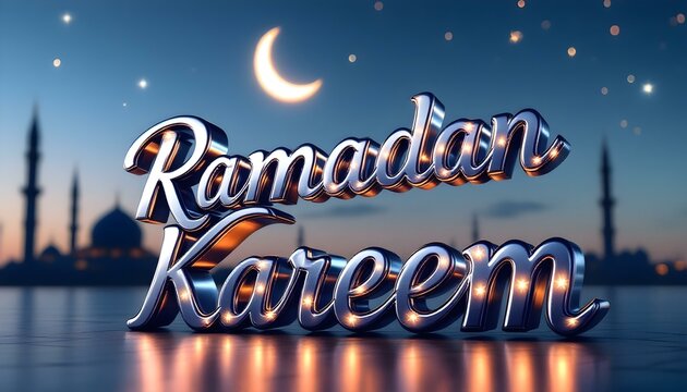 3D Metallic Islamic Ramadan Typography Design