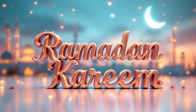 3D Metallic Islamic Ramadan Typography Design